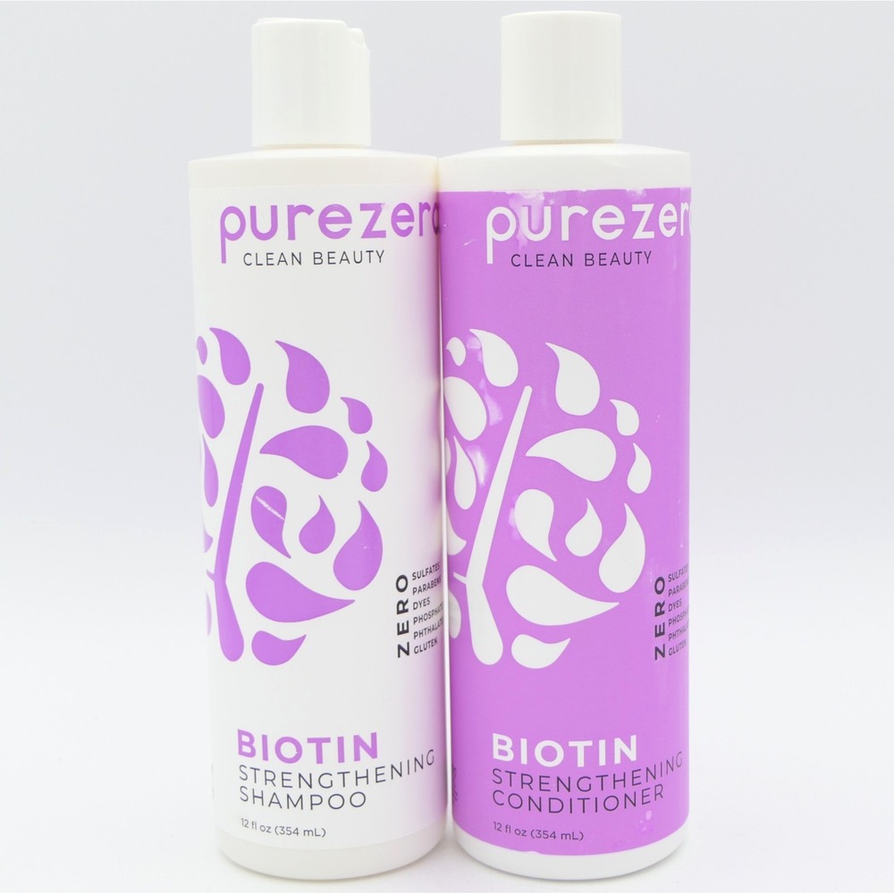 Purezero Biotin Strengthening Shampoo & Conditioner Set 12 fl oz Ea Clean Beauty